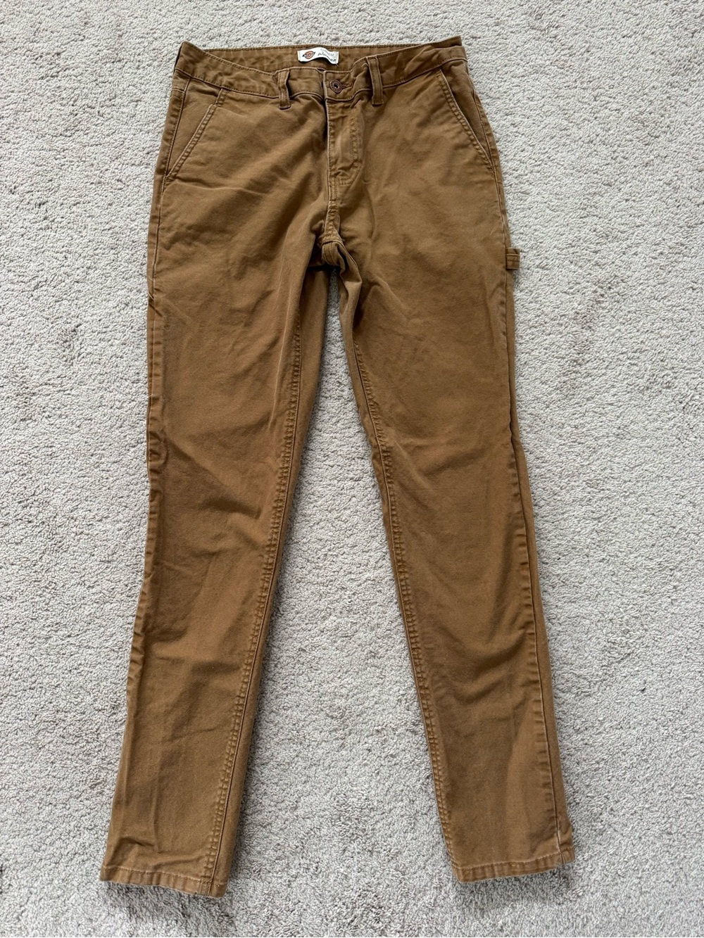 Dickies Women's Tan Work Pants with Logo Button
